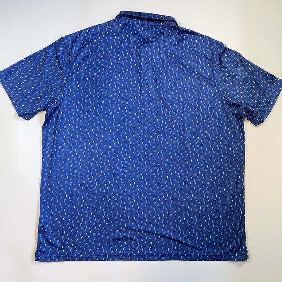 Maelreg Golf Performance Polo Shirt Mens Stretch Blue Cocktail Print Size 3XL - Picture 3 of 9